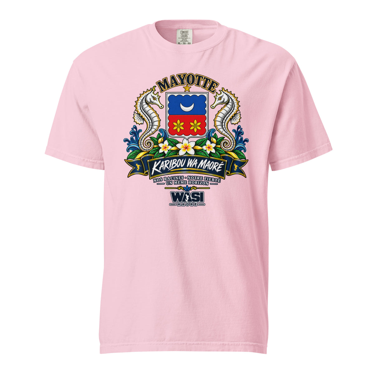 T-shirt unisexe Karibou wa Maoré rose Blossom, vue de face