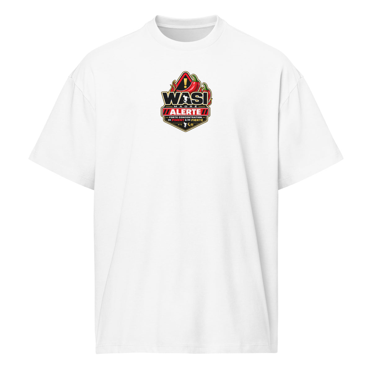 T-shirt oversize Forte Concentration de Piment et de Fierté blanc, vue de face
