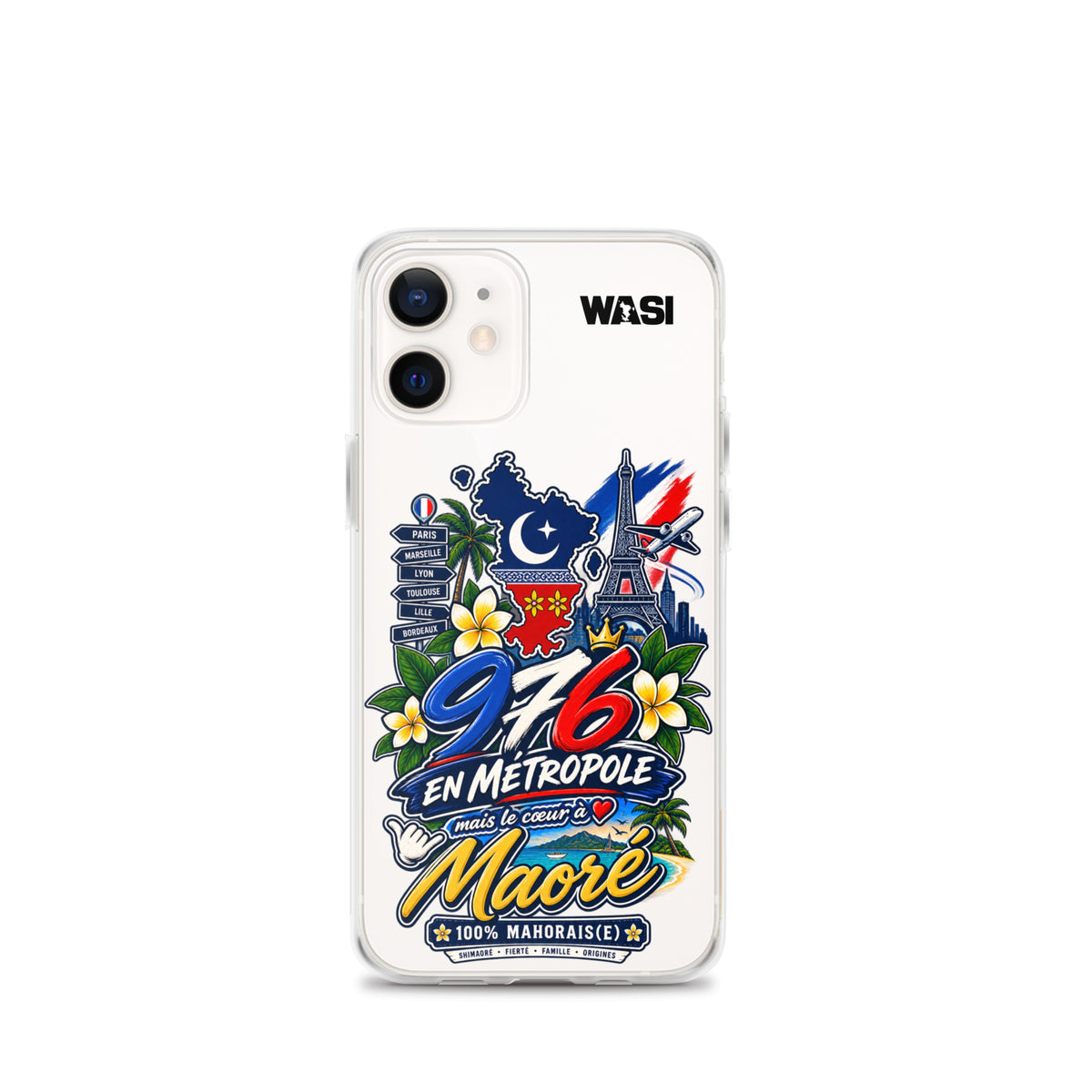 Coque iPhone 976 en Metropole avec inscription coeur a Maore pour la diaspora mahoraise