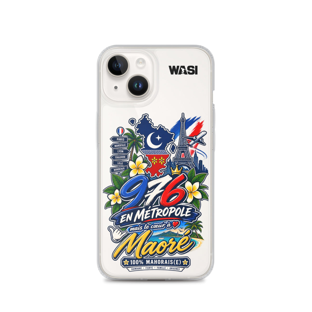 Protection premium, design mahorais unique.Coque iPhone 976 en Metropole avec inscription coeur a Maore pour la diaspora mahoraise