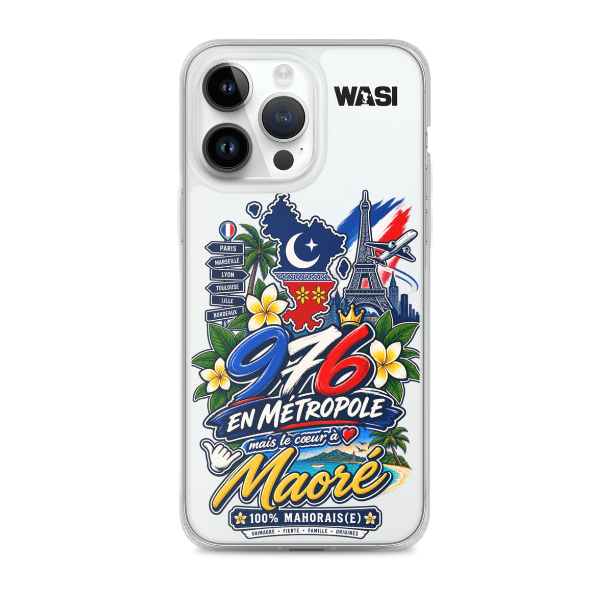 Protection premium, design mahorais unique.Coque iPhone 976 en Metropole avec inscription coeur a Maore pour la diaspora mahoraise