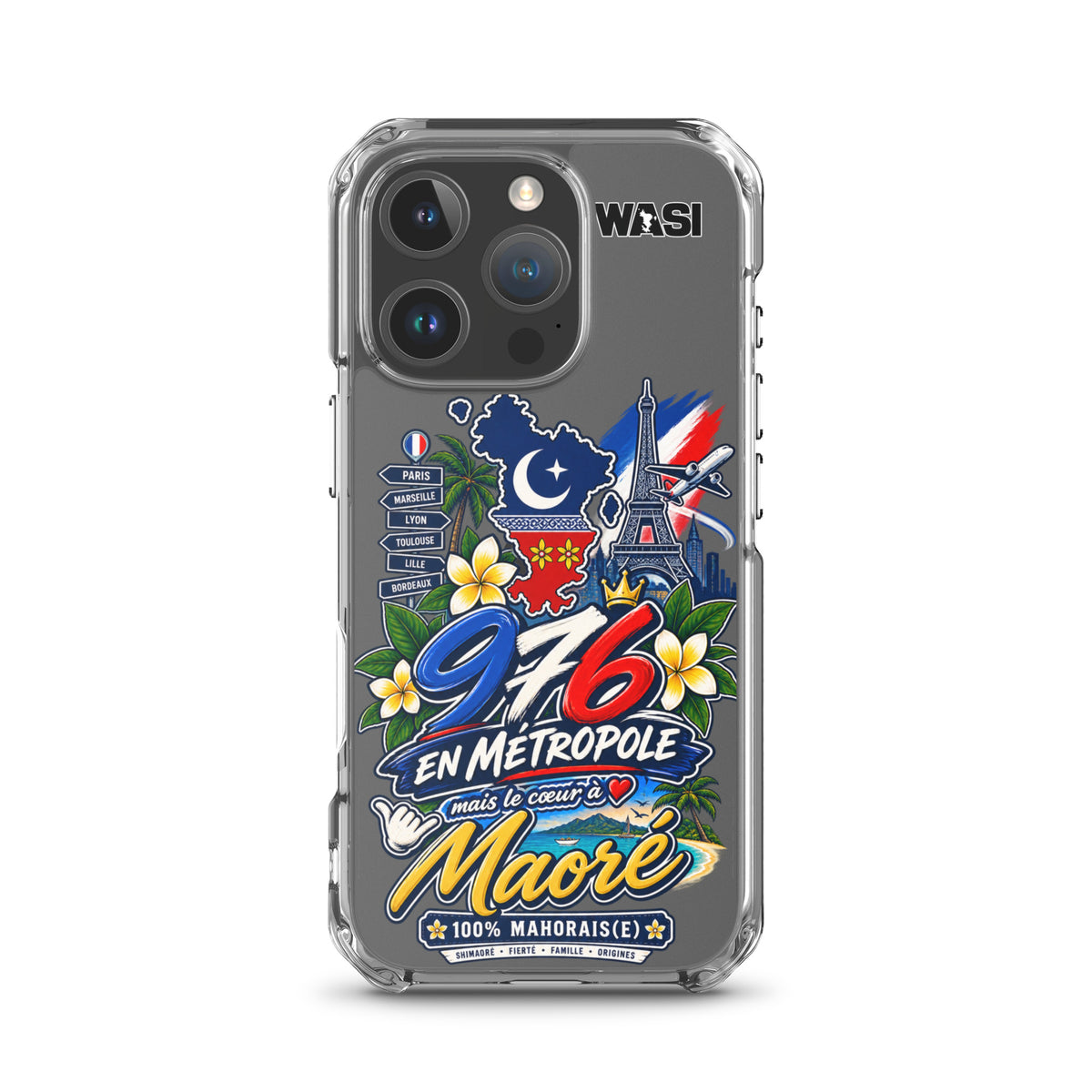 Protection premium, design mahorais unique.Coque iPhone 976 en Metropole avec inscription coeur a Maore pour la diaspora mahoraise