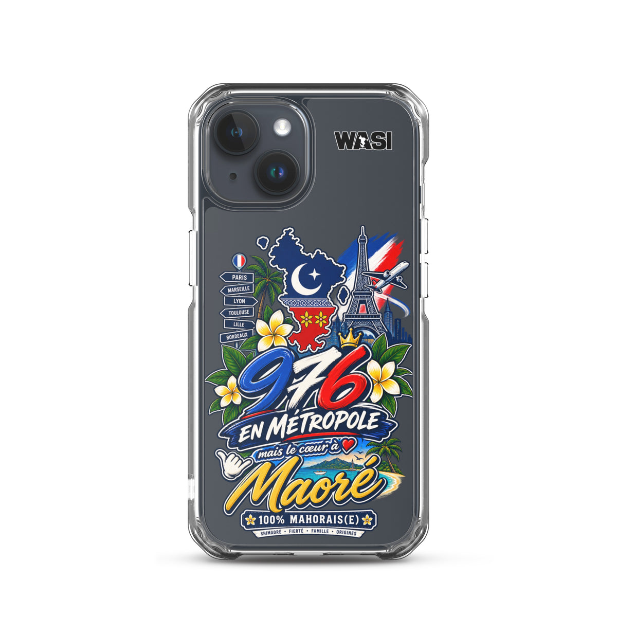 Protection premium, design mahorais unique.Coque iPhone 976 en Metropole avec inscription coeur a Maore pour la diaspora mahoraise