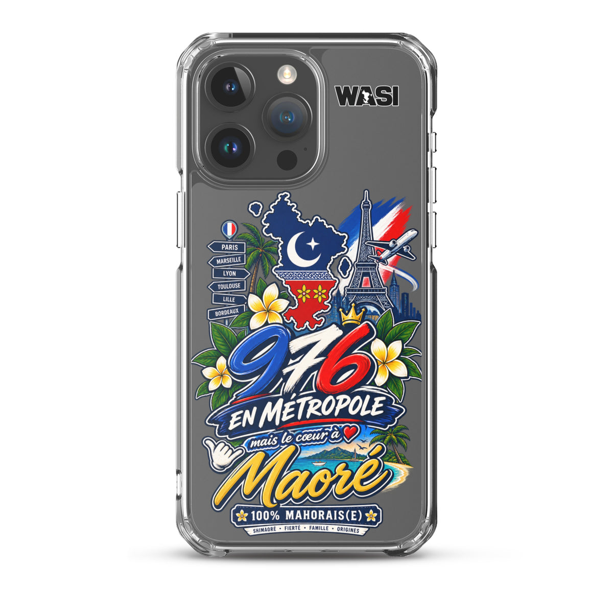 Protection premium, design mahorais unique.Coque iPhone 976 en Metropole avec inscription coeur a Maore pour la diaspora mahoraise