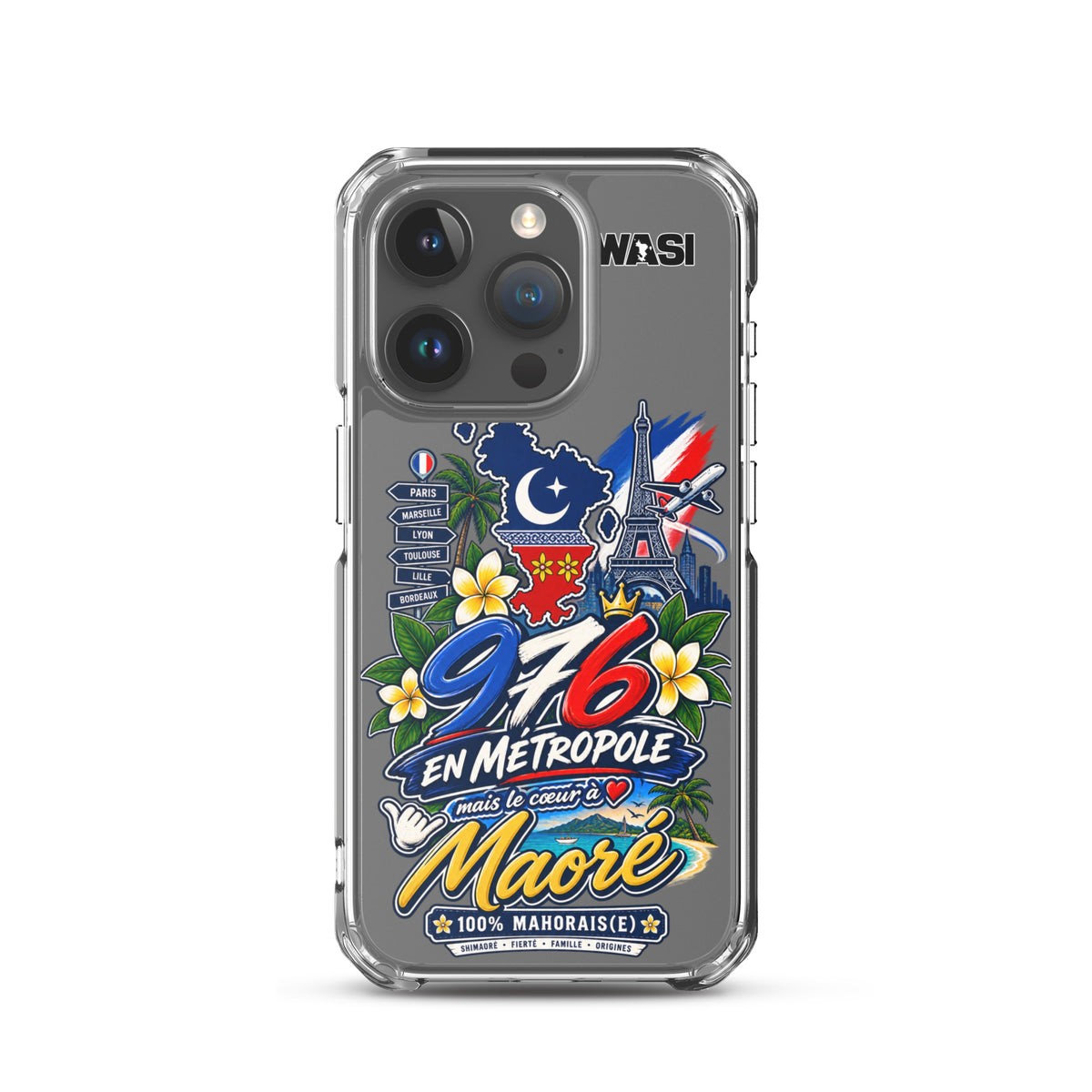 Protection premium, design mahorais unique.Coque iPhone 976 en Metropole avec inscription coeur a Maore pour la diaspora mahoraise
