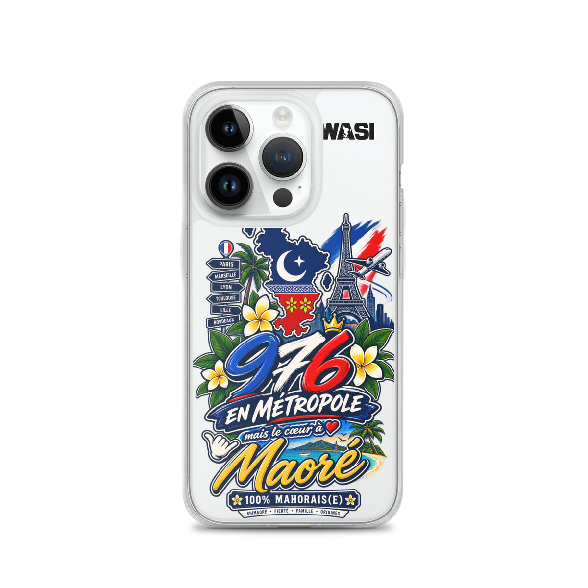 Protection premium, design mahorais unique.Coque iPhone 976 en Metropole avec inscription coeur a Maore pour la diaspora mahoraise
