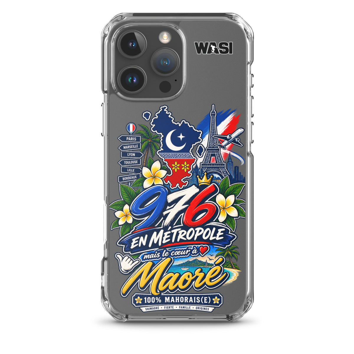 Protection premium, design mahorais unique.Coque iPhone 976 en Metropole avec inscription coeur a Maore pour la diaspora mahoraise